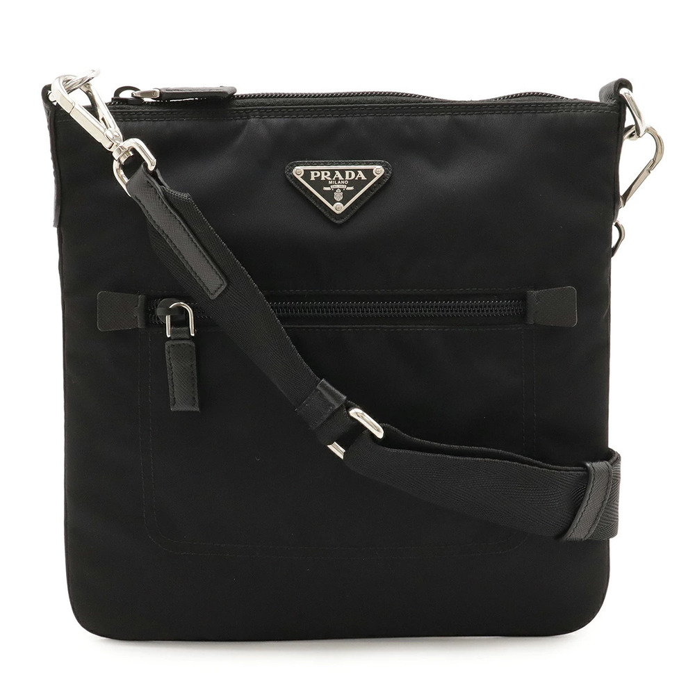 Prada Triangle Crossbody Bag Leather NERO Black